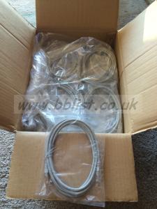 Box of 80 individual Cat 5e Ethernet patch cables; 2m length