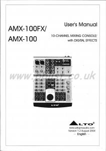 Alto AMX-100FX Mixer User's Manual