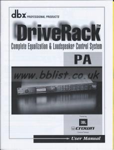 dbx DriveRack PA User Manual