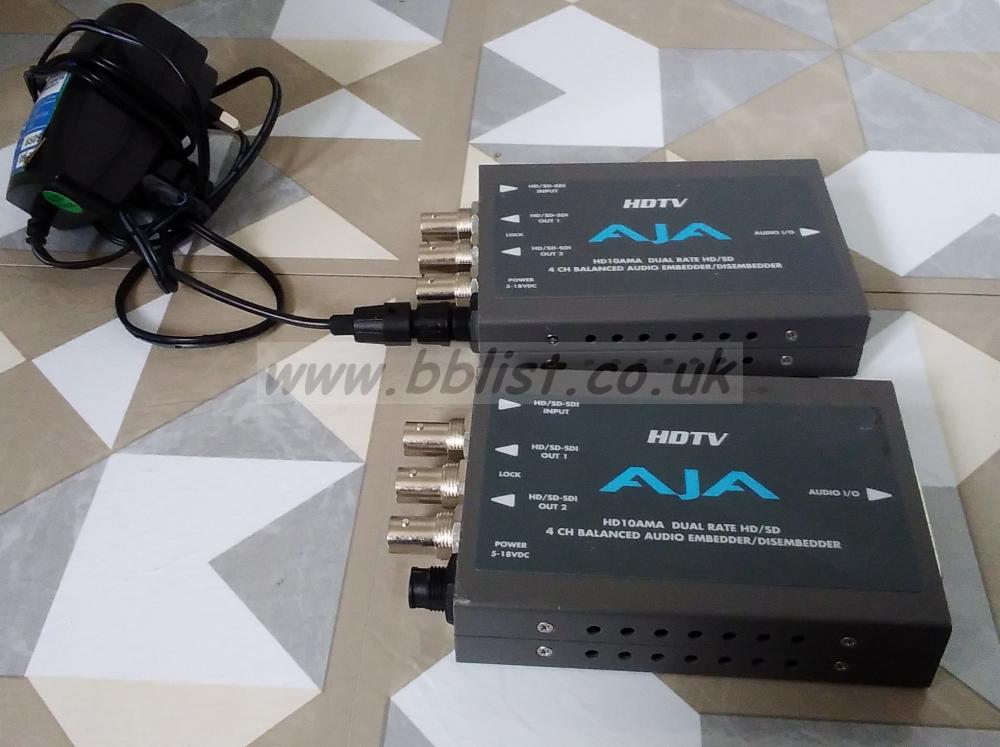 2x AJA HD10AMA HDSDI/Analog Audio Embed/Disembed Converters