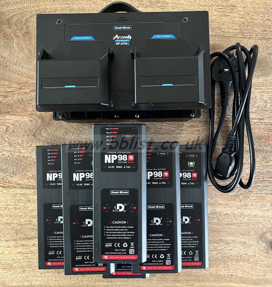 6 x NP-98D NP1 batteries with 4 way Hawkswood charger.